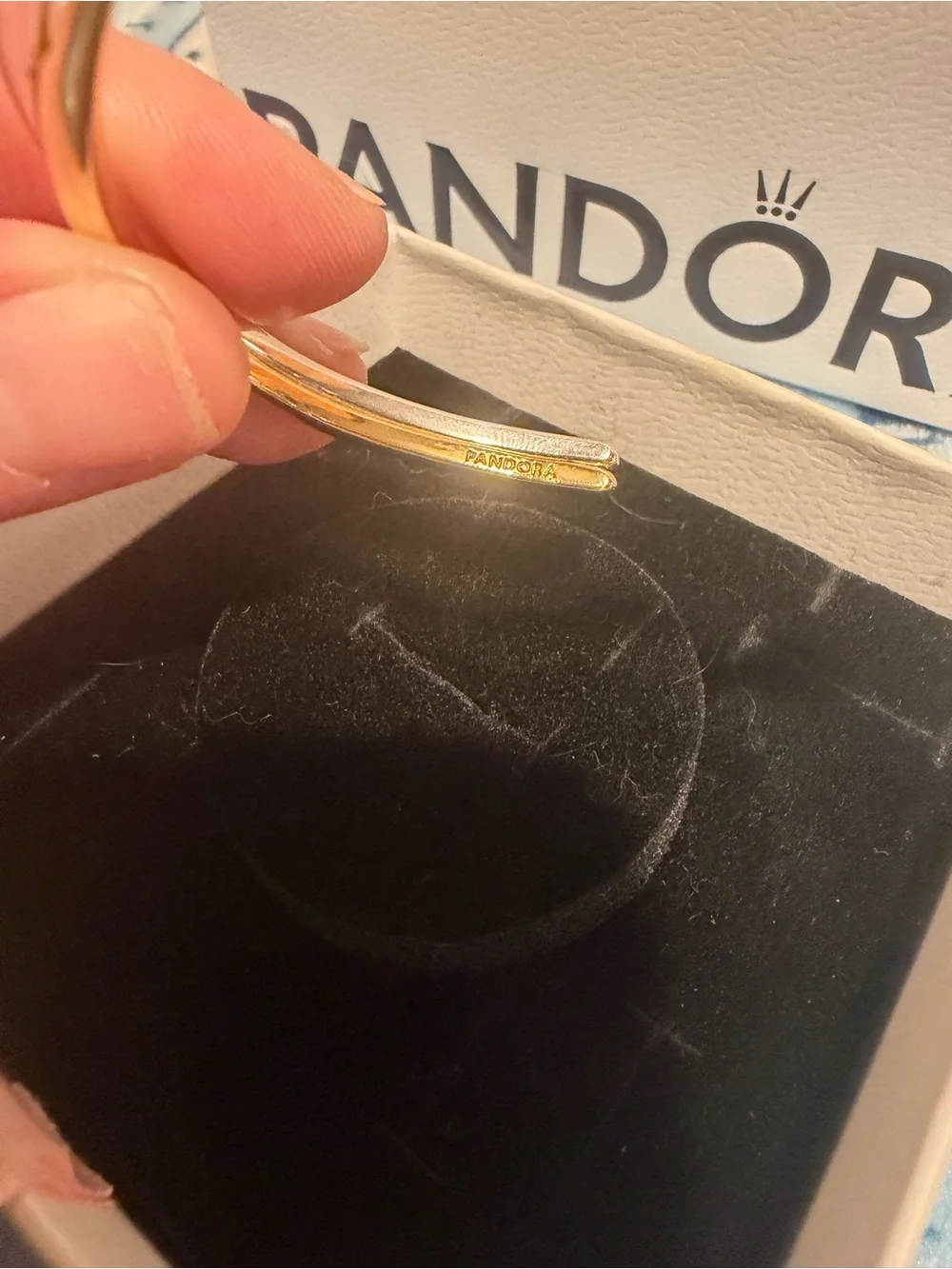 Pandora Essence Two-Tone Gold and Silver Twist Bangle